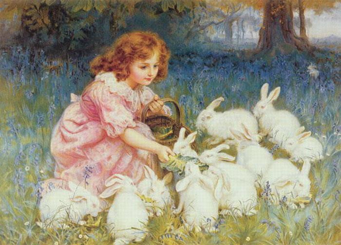 Frederick Morgan Feeding the Rabbits